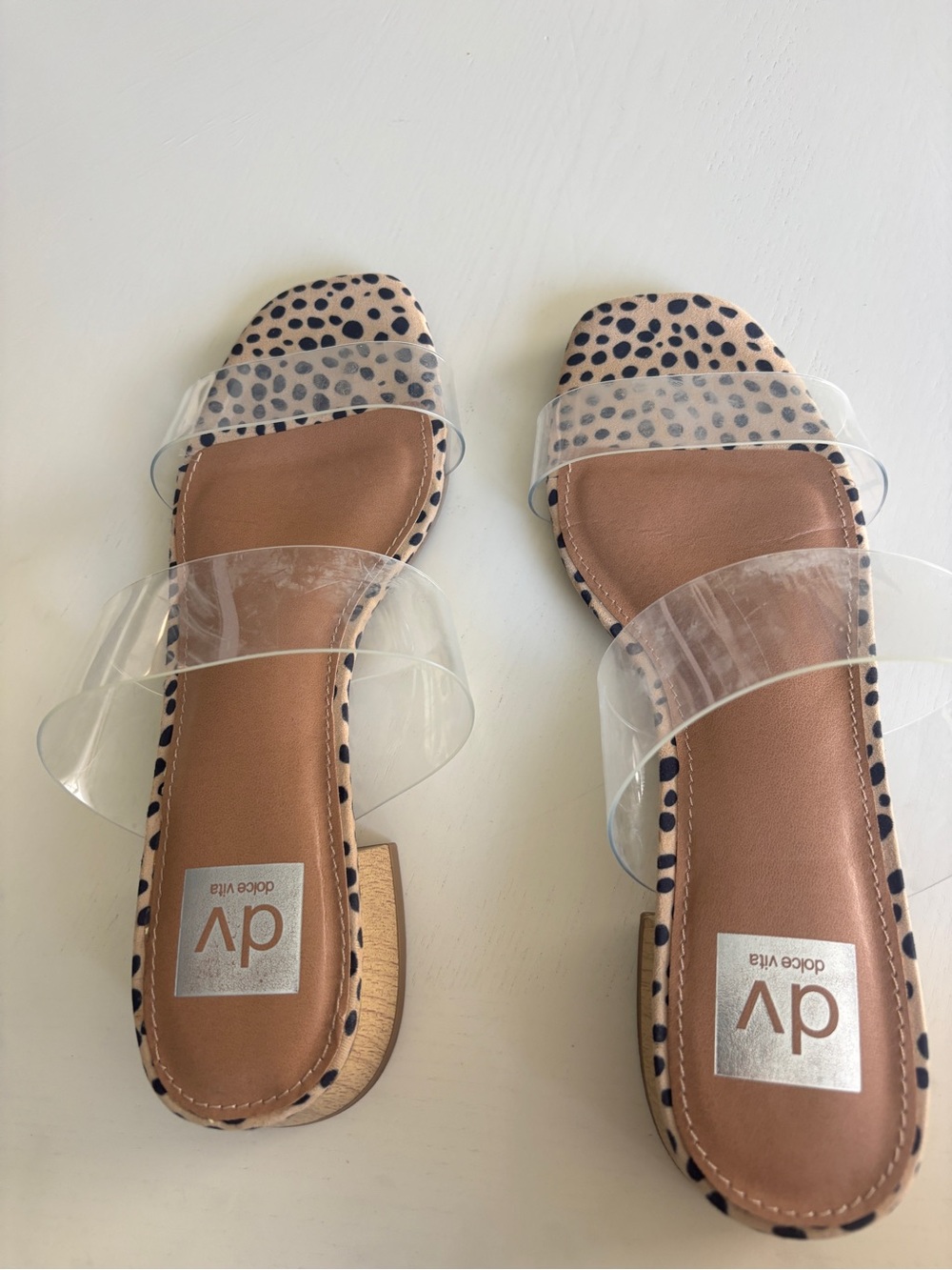 DV by Dolce Vita Clear Strap Leopard Print Slide Sandal - Tan/Clear